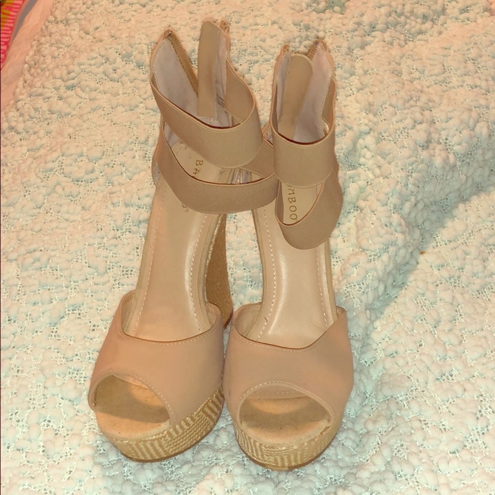 TAN BAMBOO HEELS SIZE 8. In decent condition. Willing to negotiate.